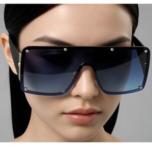 Women Sunglasses Big Large Frame Gold Frame Fashion‎ Eyewear Luxury Celebrity
